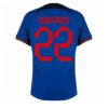 Nederland Denzel Dumfries #22 Uit tenue Mensen WK 2022 Korte Mouw
