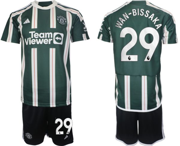 Manchester United Aaron Wan-Bissaka #29 Uitshirt 2023/24 Korte Mouw (+ Korte broeken) Voetbalshirts