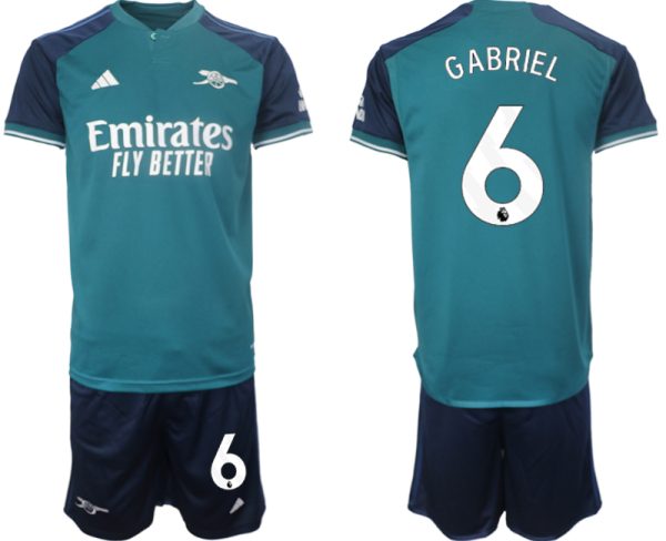 Arsenal Gabriel Magalhaes #6 Derde Shirt 2023-24 Mensen Korte Mouw (+ Korte broeken) Voetbalshirts