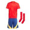 Kids Spanje Thuisshirt EK 2024 Voetbalshirts Korte Mouw (+ Korte broeken)-1