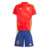 Kids Spanje Thuisshirt EK 2024 Voetbalshirts Korte Mouw (+ Korte broeken)